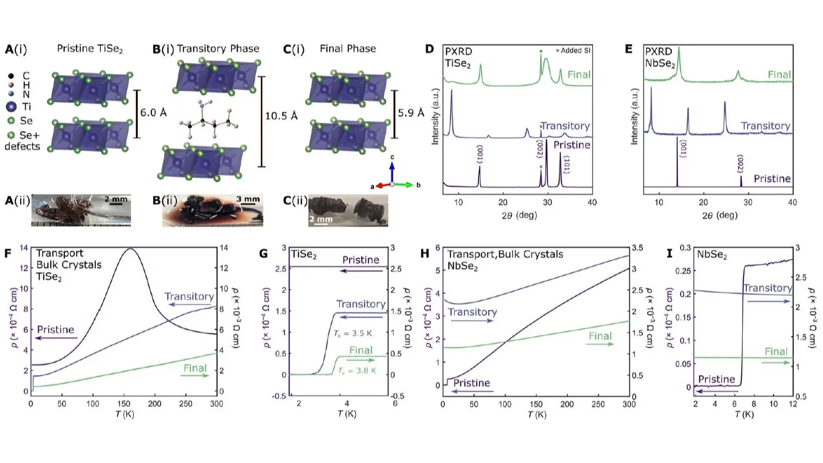 Transitory topochemical synthesis and transport measurements in TiSe₂ and NbSe₂