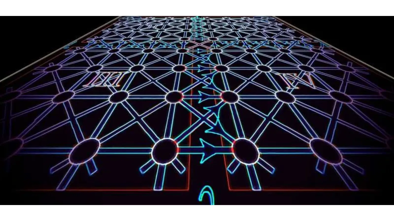 Neon acoustic-lattice network illustrating fragile topology in an acoustic metamaterial.