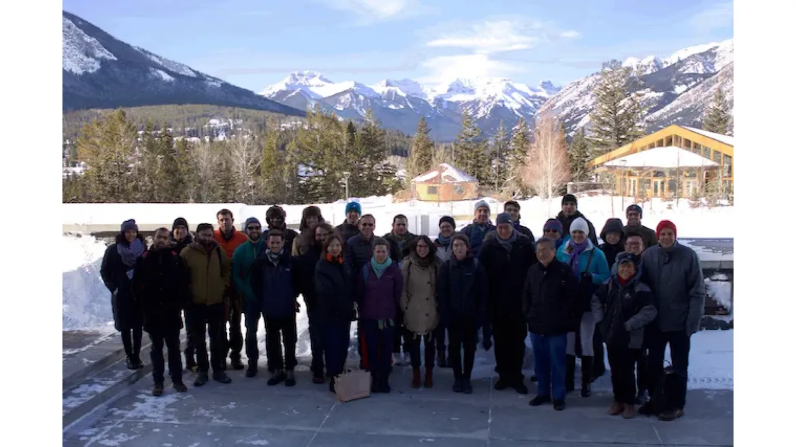Group photo from the Relativistic Fermions and Nodal Semimetals from Topology workshop at Banff International Research Station