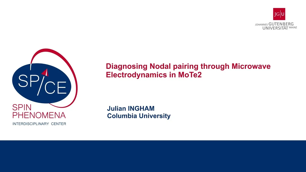 Title slide for Julian Ingham’s talk Diagnosing Nodal Pairing through Microwave Electrodynamics in MoTe₂