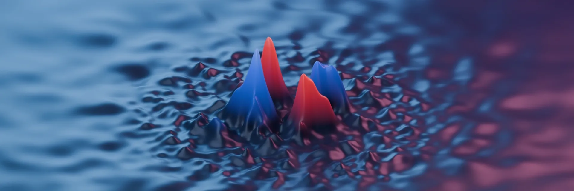 Blender rendering of an electronic bound state in the continuum, localized within a metallic lattice.
